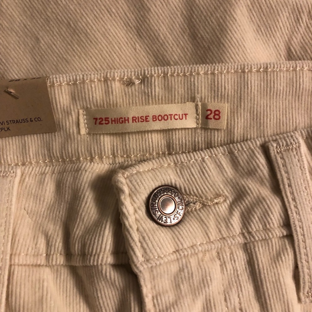 Levi's Cream Corduroy Pants Casual Style